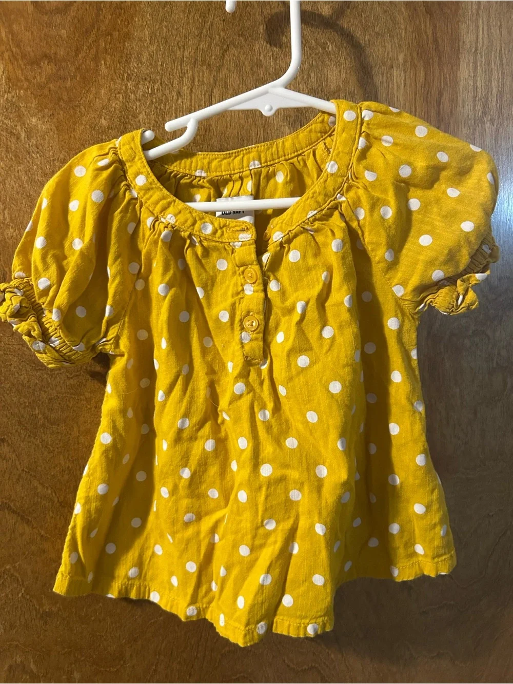 Girls' Yellow Polka Dot Short Sleeve Top